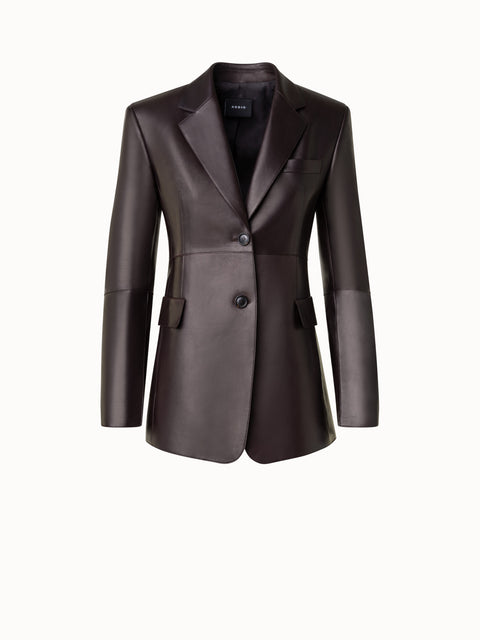 Langer taillierter Leder-Blazer