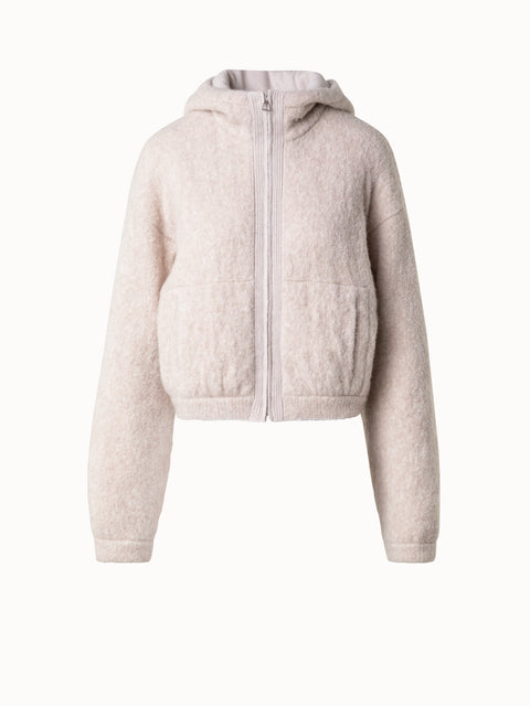 Traumhaft weicher Cardigan-Hoodie aus Kaschmir-Seiden-Bouclé