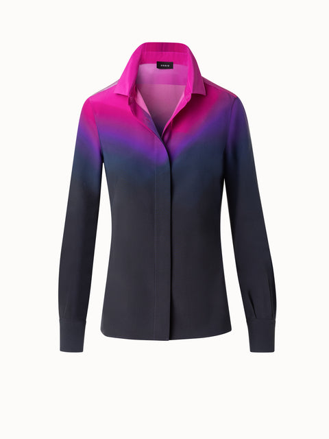 Seidenbluse mit Alta Magenta Druck