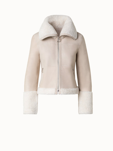 Kurze Shearling Lederjacke