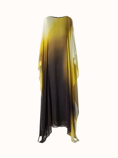 Kaftan-Kleid aus Seiden-Georgette mit Shadow Druck