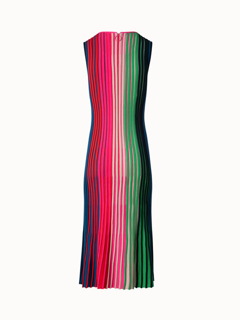 Merino-Strickkleid mit Regenbogenripp