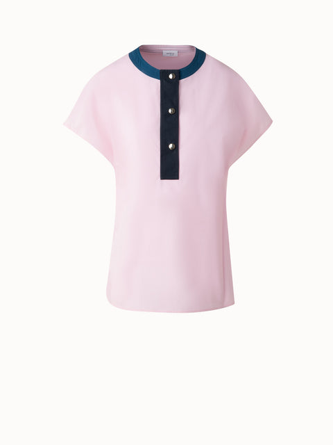 Color Block-T-Shirt-Bluse aus Baumwolle