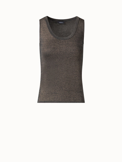 Seiden-Tank-Top mit goldenem Lurex