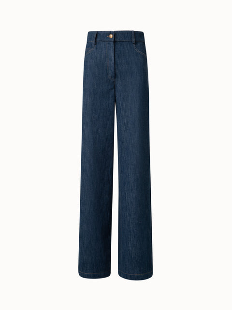 Winter Denim Hose mit weitem Bein