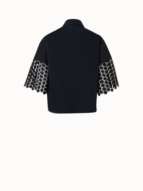 Bluse aus Baumwoll-Popeline mit Kaleidoskop-Tupfen-Stickerei