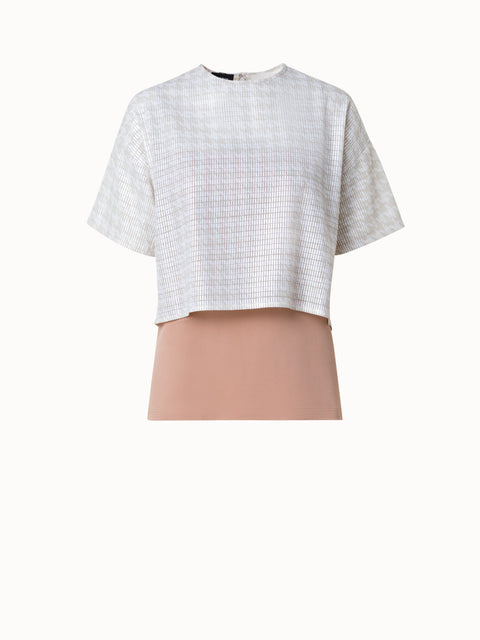 Cropped Bluse aus Pailetten mit Hahnentritt Druck auf Organza