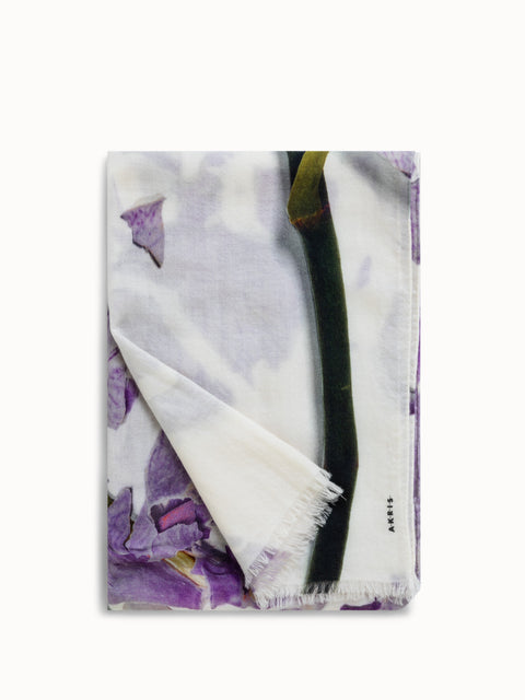 Schal aus Kaschmir und Seide mit Scattered Orchid Druck