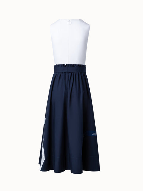 Kleid aus Techno Mesh Intarsien mit Jersey Top