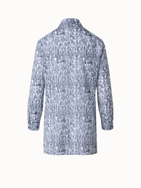 Tunika-Bluse aus Baumwoll-Voile mit Asagao Druck
