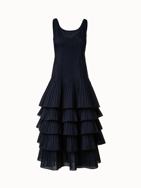Ärmelloses Midi-Kleid mit Faltenrock aus leicht transparentem Organza