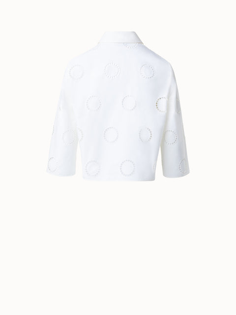 A-Linien-Bluse aus Baumwolle mit Kreisstickerei