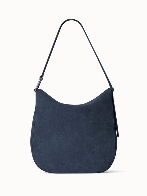 Medium Anna Hobo Tasche aus Wildleder in Denim Optik