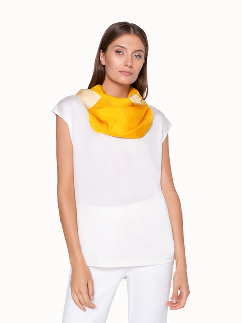 Gelber Schal aus Seide mit Orizzonte-Druck