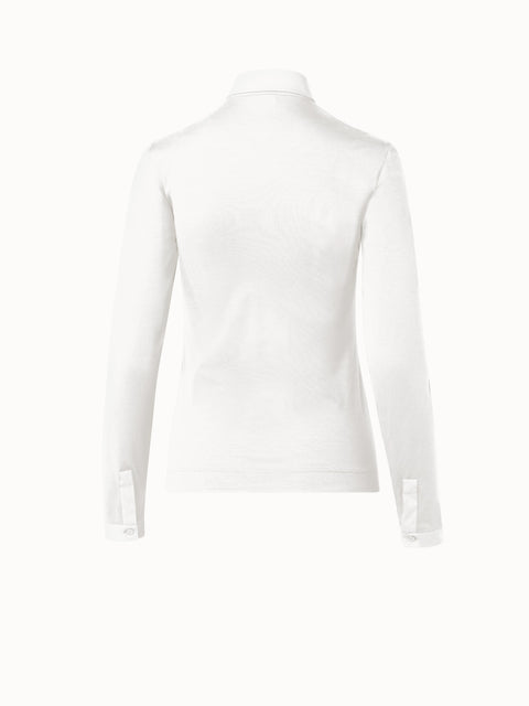 Fitted Cotton Jersey Collared Blouse