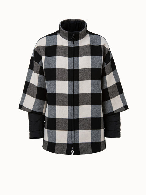 Chequerboard Plaid Egg Shape Coat 2 in 1