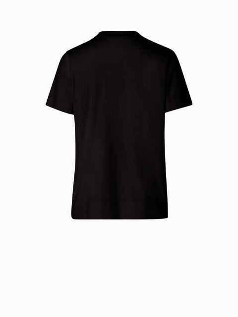 T-Shirt aus Baumwoll Jersey mit trapezförmigem Tüll Detail