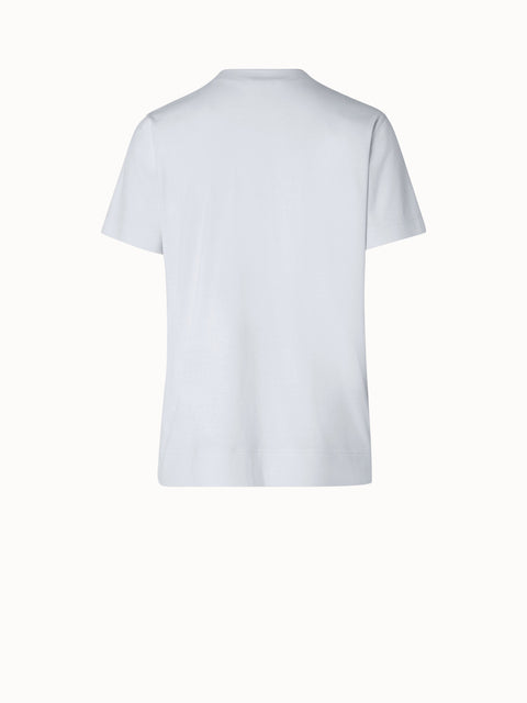 T-Shirt aus Baumwoll Jersey mit trapezförmigem Tüll Detail