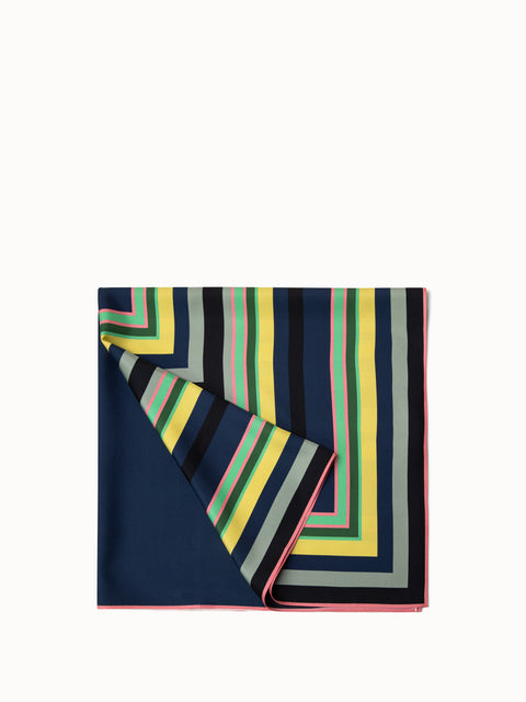 Silk Twill Polychromatic Stripes Scarf