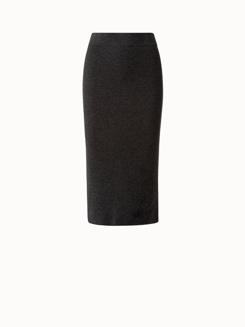 Wool Cashmere Ribbed Knit Skirt