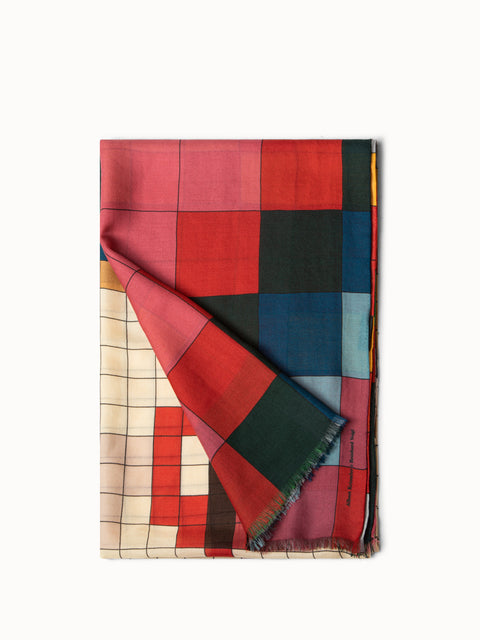 Kaschmir Seiden Schal mit Drei Teile Druck