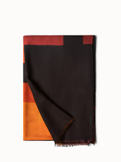 Kaschmir Seiden Schal mit Interior Abstract Druck
