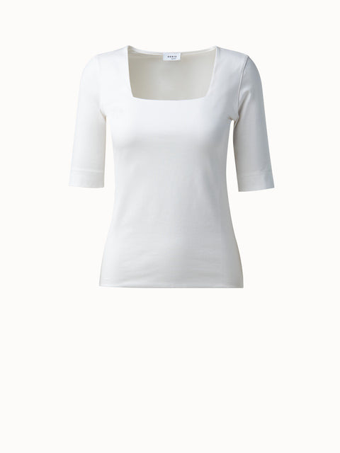 Karree-Ausschnitt Shirt aus Baumwolle-Stretch