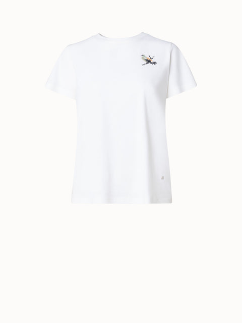 T-Shirt mit gesticktem Vogel