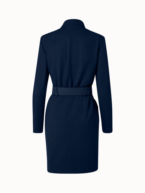 Kleid aus Viskose-Woll-Jersey mit Rosshaar-Gürtel