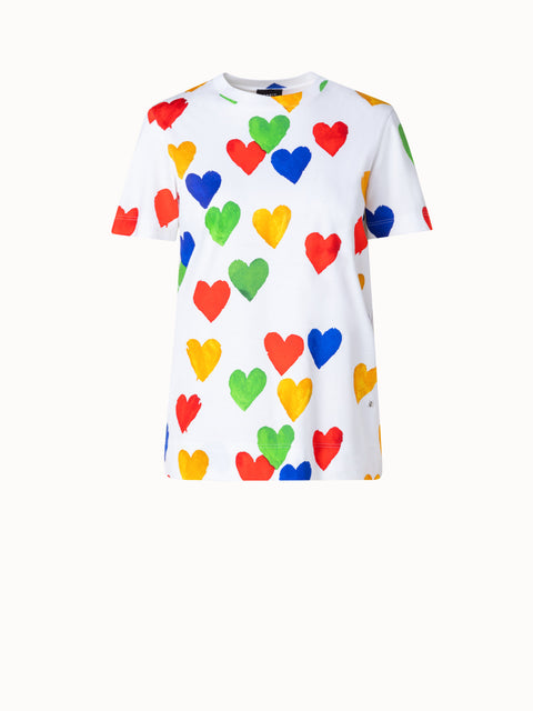 T-Shirt aus Baumwoll-Jersey mit Hearts Druck