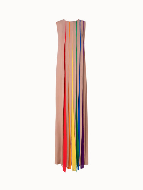 Abendkleid aus Seiden-Georgette mit mehrfarbigen Plisseefalten