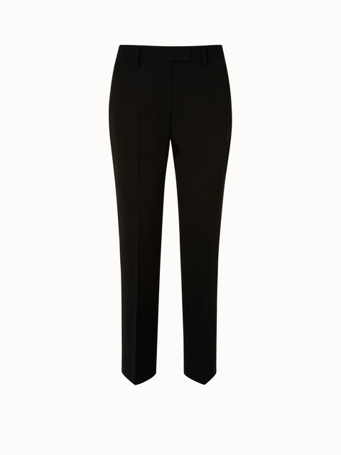 Cropped Hose mit geradem Bein in Woll Double-Face